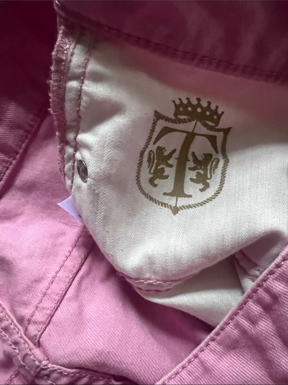 Signature Pink Slim Crop Jeans with Gold Logo Print